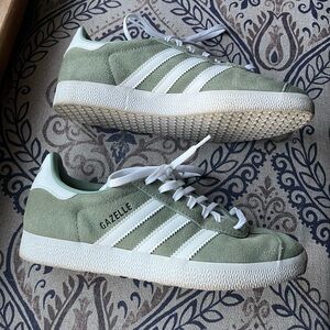 Adidas Gazelle Sage Green and White Sneakers
